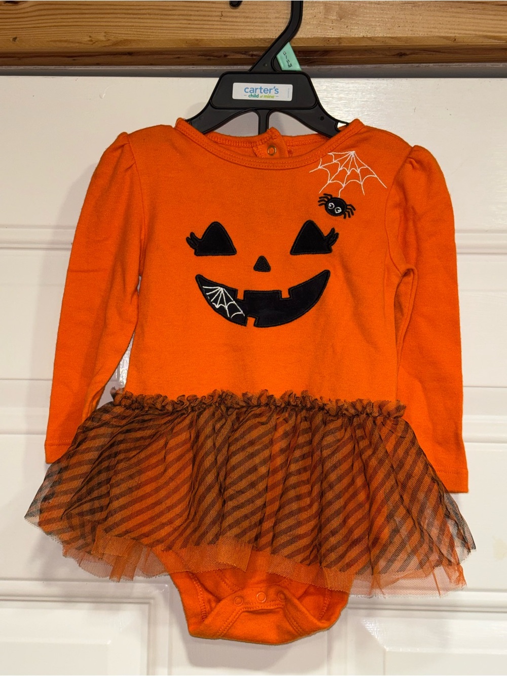 Carter's Orange Pumpkin Jack-O'-Lantern Tutu Bodysuit